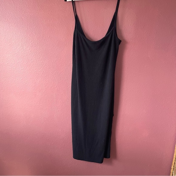 Abercrombie and Fitch Knit Midi Black Dress with Side Slits - Picture 3 of 8
